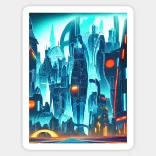 Cool Japanese Neon Future City Sticker